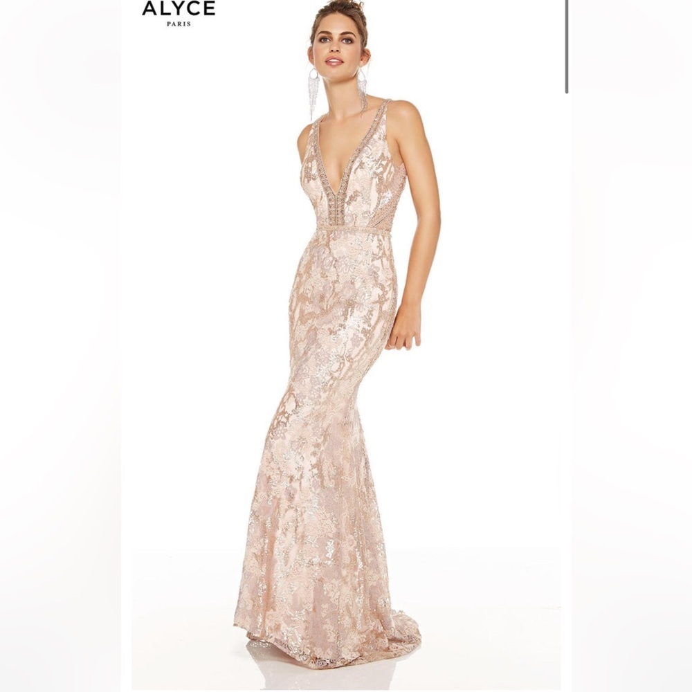 Elegant Latte Champagne Evening Gown